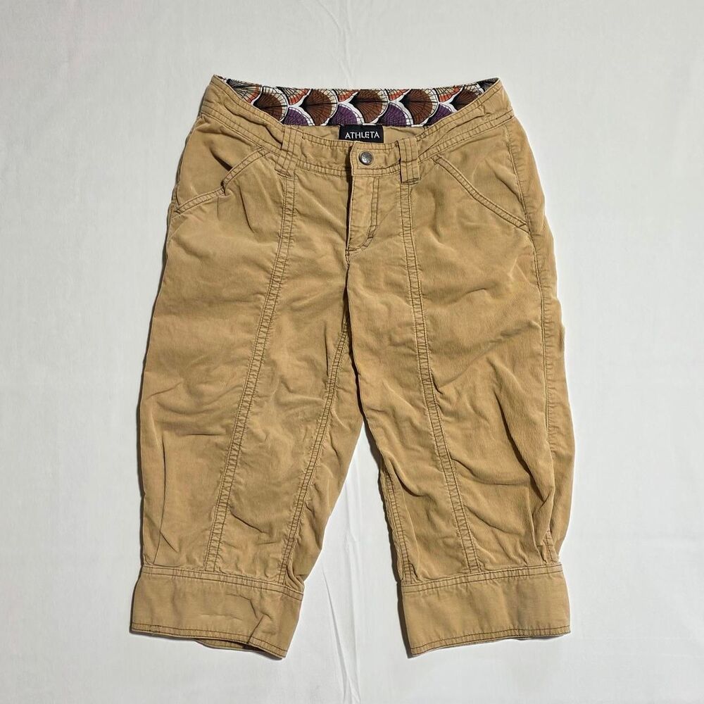 Athleta corduroy tan capri pants women's size 2
